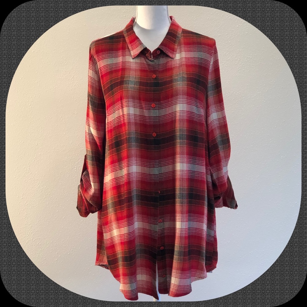 Red & Black Plaid Tunic Top